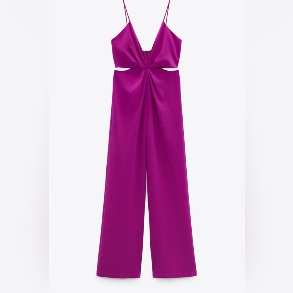 Zara Magenta Wide-Leg Jumpsuit with Cutout